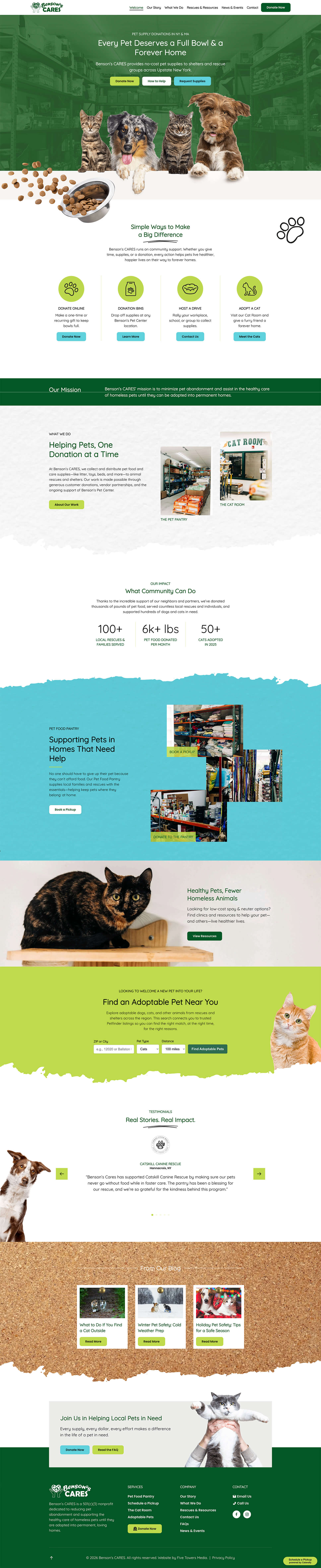 Benson's CARES website — designed and built by Five Towers Media