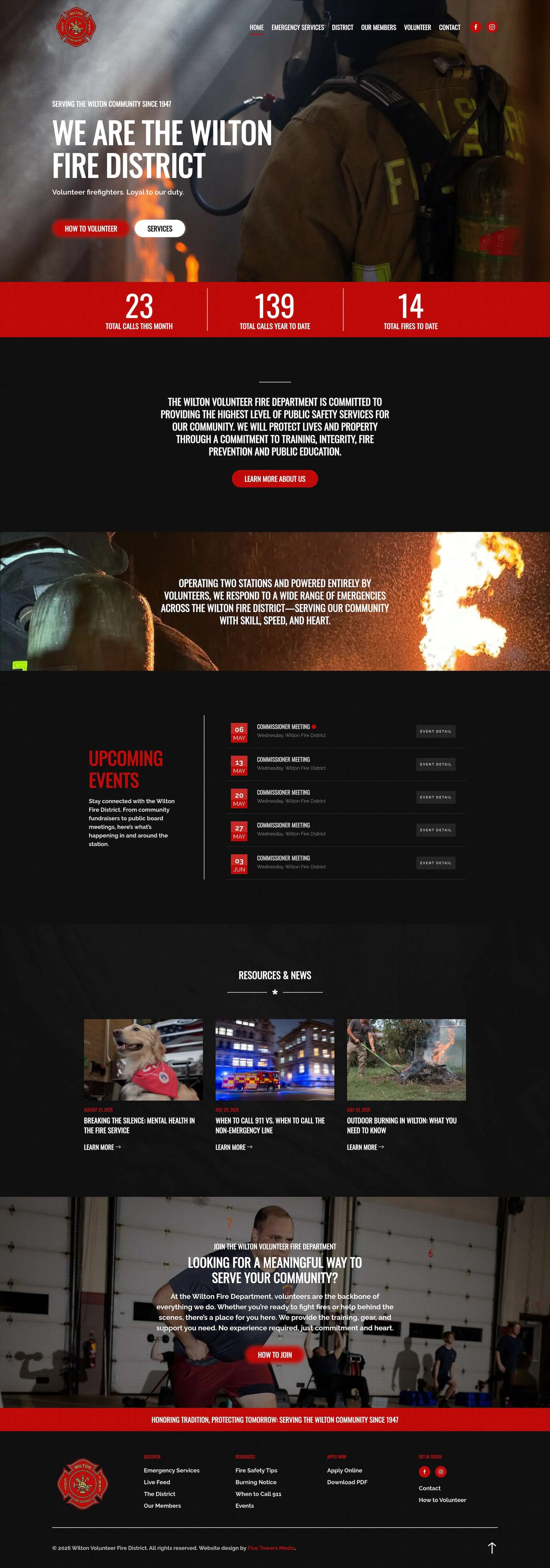 Wilton Fire District website — designed and built by Five Towers Media